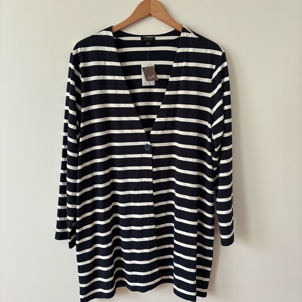 NWT J. Jill Wearever Collection Striped Rayon Cardigan Size XL